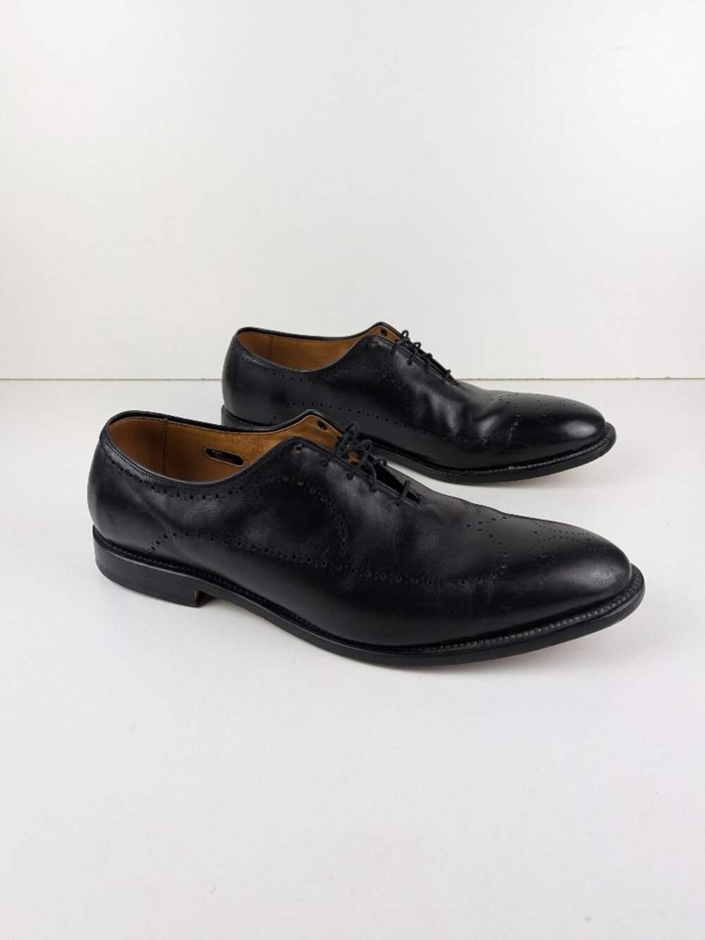 ALLEN EDMONDS Fairfax Wholecut Oxfords Shoes Mens 14 D Black Leather Brogue